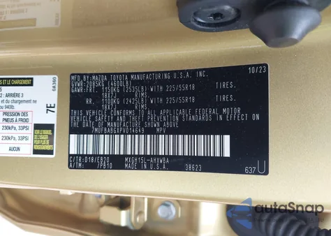 2023 Toyota Corolla Cross Le/Xle/S/Se/Xse from USA, damaged, VIN 7MUFBABGXPV014649